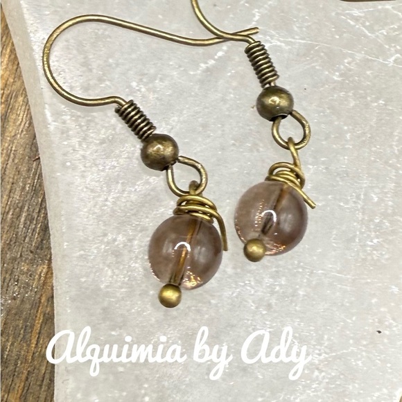 Alquimia Gold and Brown Earrings Smokey quartz - Picture 1 of 1